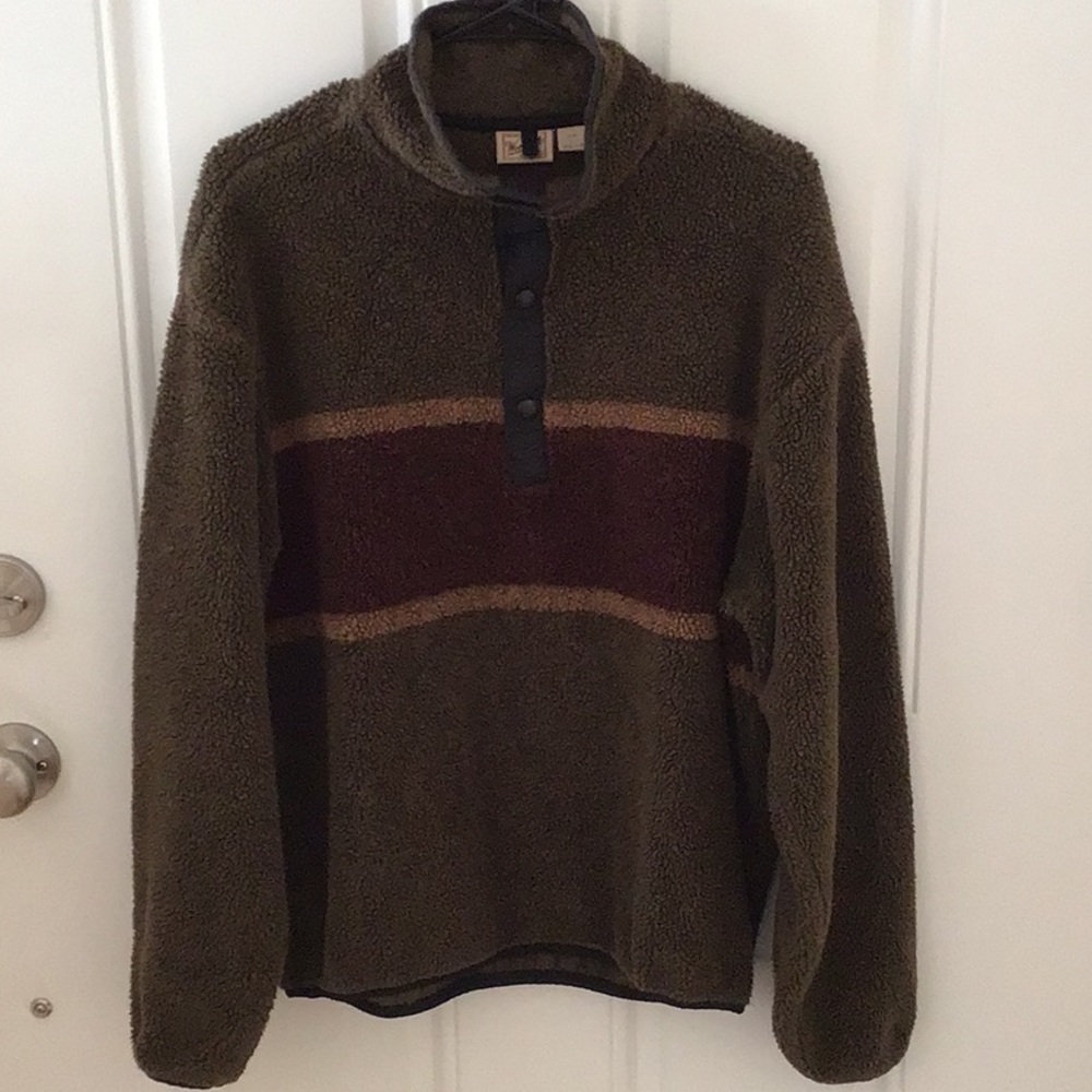 Men’s Woolrich Deep Pile Fleece Snap Button Closure Relax Fit Size Large